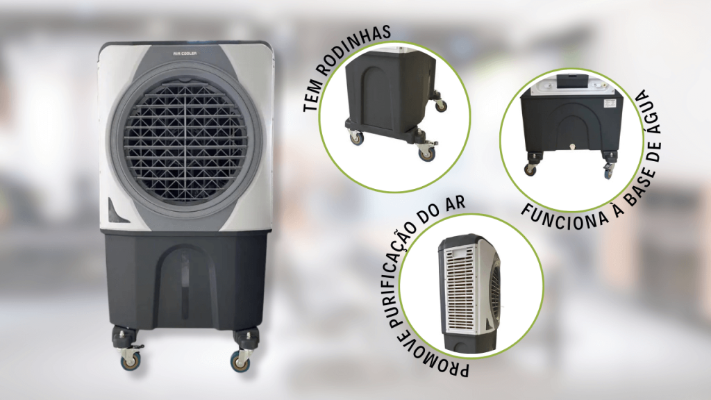 Funcionalidades de um climatizador evaporativo portátil