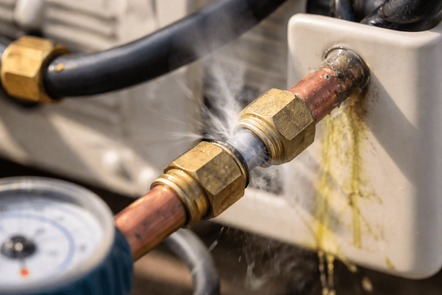 Por que há vazamento de gás refrigerante?