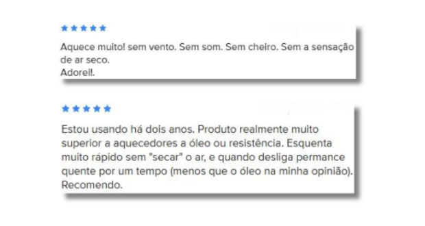 Comentários sobre usuários do aquecedor Micatherm