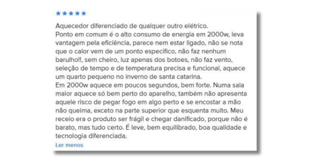 Comentários sobre usuários do aquecedor Micatherm